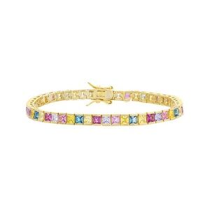 Pastel Princess Cut Tennis Bracelet